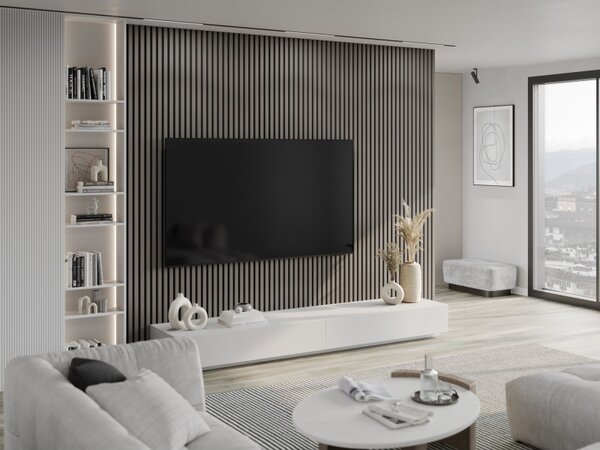Mexen Lam-F, lamele acustice de perete 275 × 30 cm, suport din fetru 8 mm, furnir tehnic, stejar metalic, S105-275307-3015-006