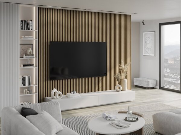 Mexen Lam-F, lamele acustice de perete 275 × 30 cm, suport din fetru 8 mm, furnir tehnic, lemn de nuc, S105-275307-3015-015