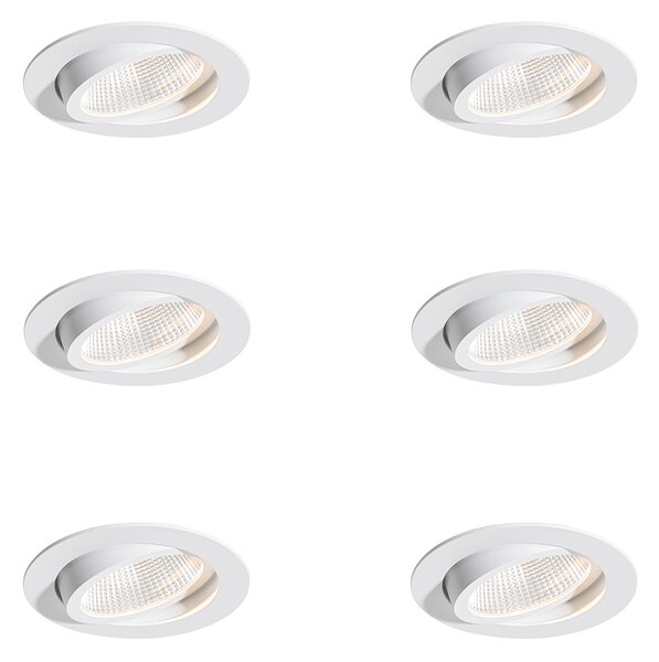 Set de 6 spoturi încastrate albe 9,5 cm, inclusiv LED 1300 lm, cu dimmer IP65 - Gaius