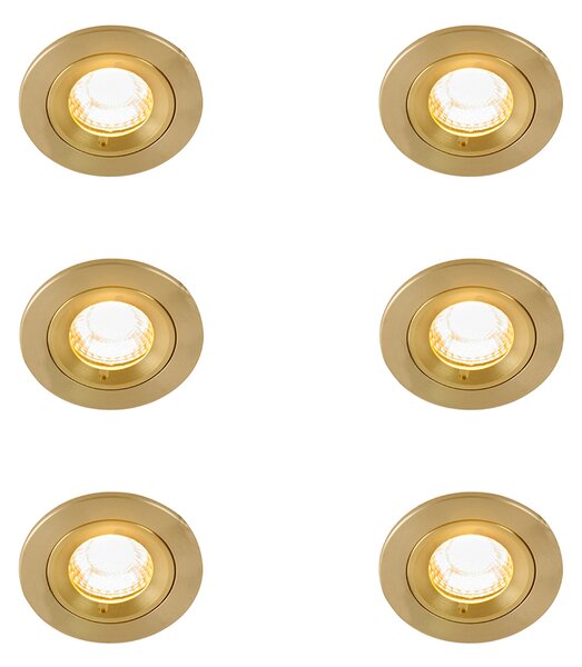 Set de 6 spoturi încastrate moderne aurii rotunde IP44 - Xena