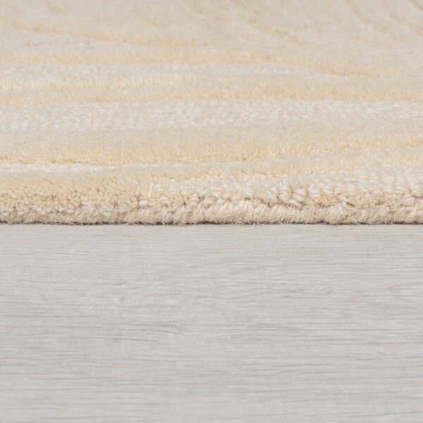 Covor bej rotund din lână ø 160 cm Leaf - Flair Rugs