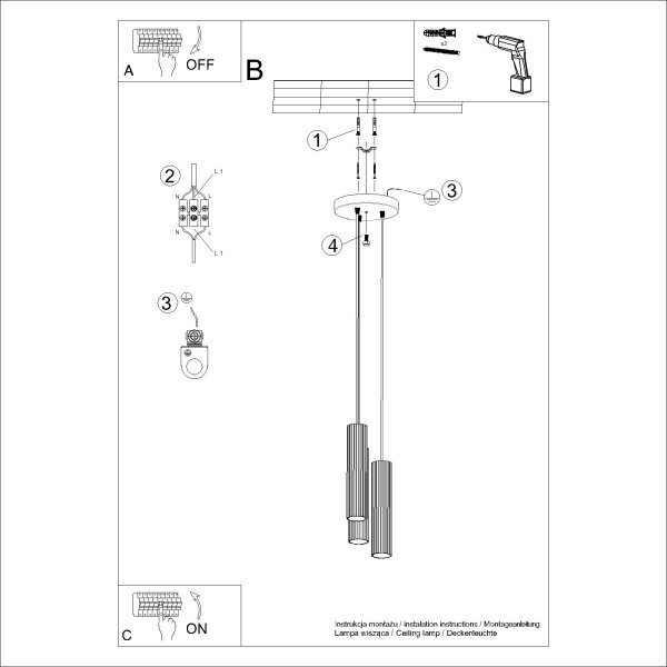 Lustră pe cablu Sollux SL.1633 KARBON 3xGU10/10W/230V roșu