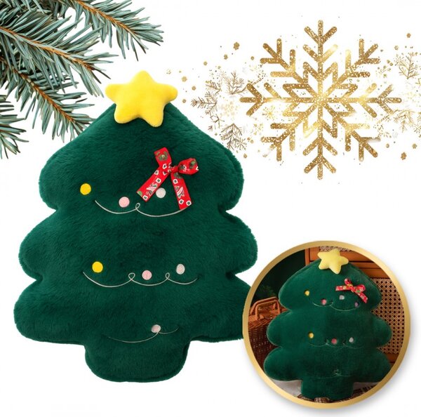 Perna decorativa din catifea in forma de brad MERRYLY, verde
