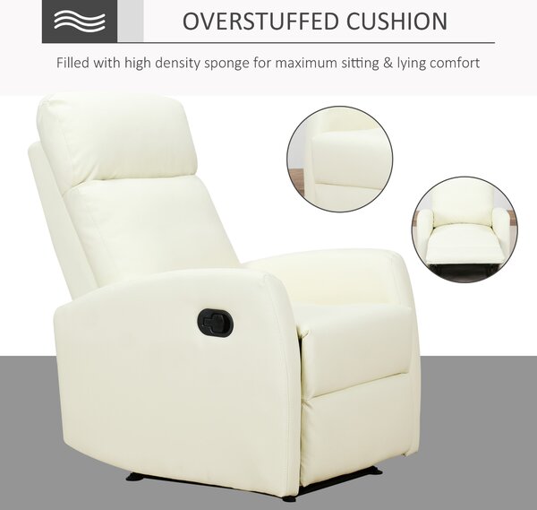 HOMCOM Fotoliu Relax Rabatabil Ergonomic Piele Sintetica 65 × 92 × 100cm Crem | Aosom Romania