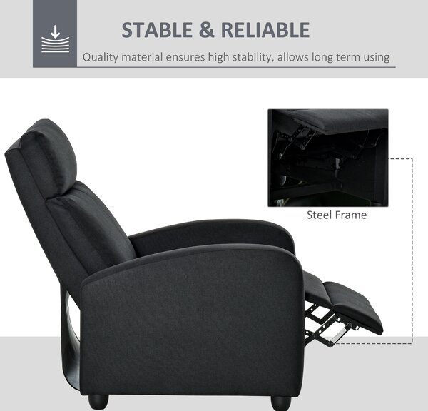 HOMCOM fotoliu recliner, 69x87x100,5cm, negru | AOSOM RO