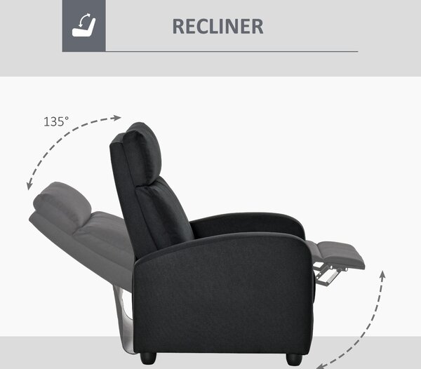 HOMCOM fotoliu recliner, 69x87x100,5cm, negru | AOSOM RO