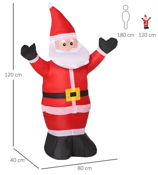 HOMCOM Mos Craciun gonflabil, cu lumini LED, 80x40x120 cm | AOSOM RO
