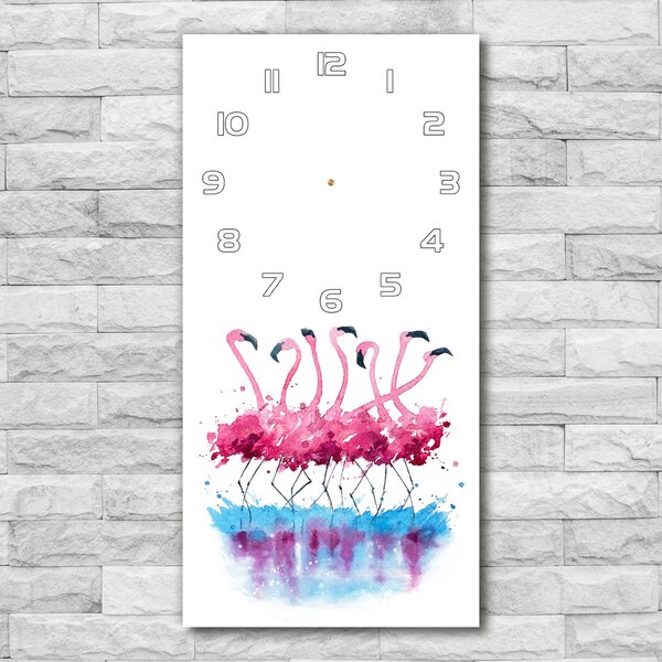 Ceas perete din sticlă dreptunghiular Flamingos