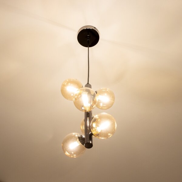 Brilagi - Lustră LED suspendată pe cablu MILLA 6xG9/3W/230V negru cromat/auriu