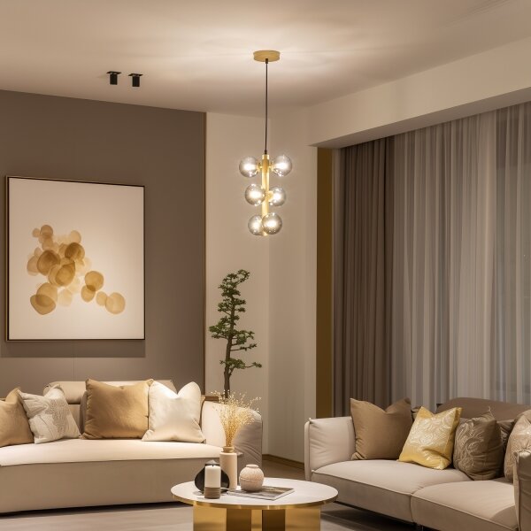 Lustră LED pe cablu Brilagi MILLA 6xG9/3W/230V auriu/fumuriu
