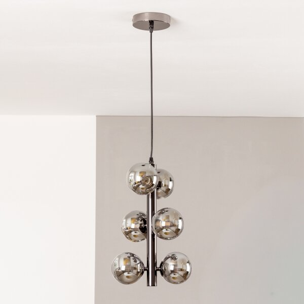 Brilagi - Lustră LED suspendată pe cablu MILLA, 6x G9/3W/230V, negru cromat/sticlă fumurie