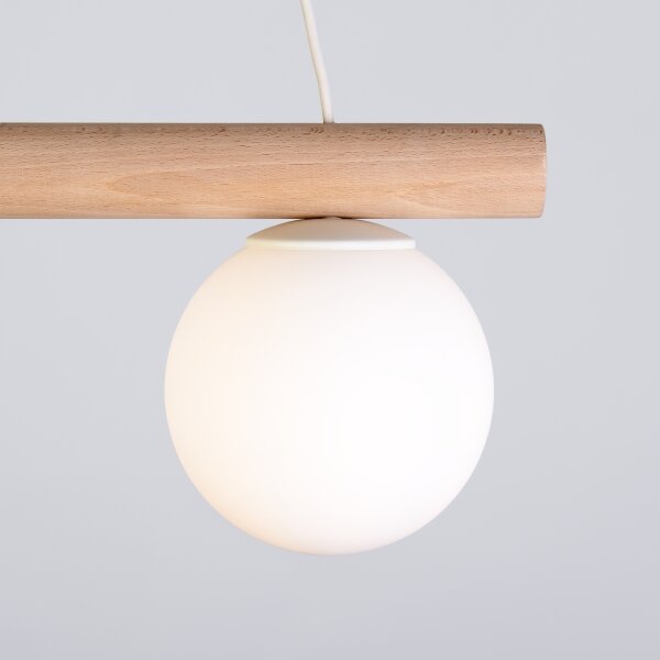 Lustră suspendată pe cablu WOODSTOCK 2xE27/15W/230V lemn/crem