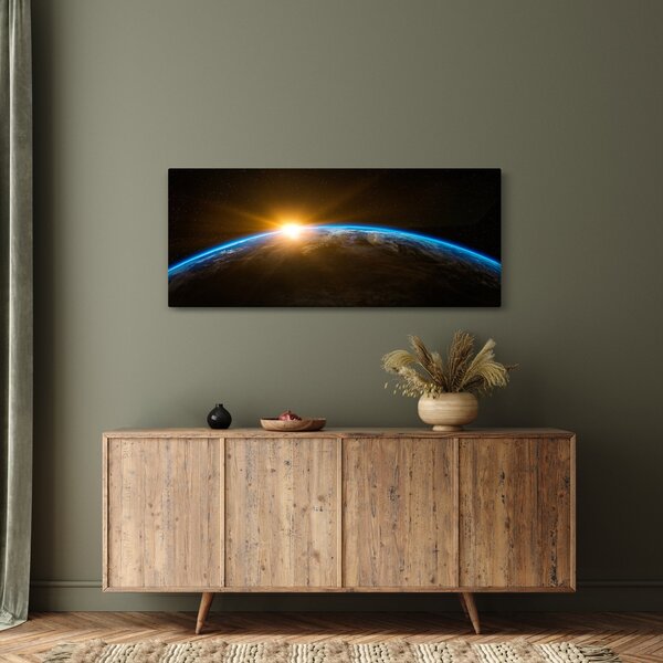 Tablou - Planeta Pământ și univers (120x50 cm)
