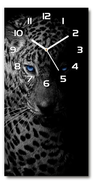 Ceas vertical de perete din sticlă leopard
