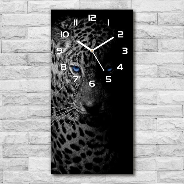 Ceas vertical de perete din sticlă leopard
