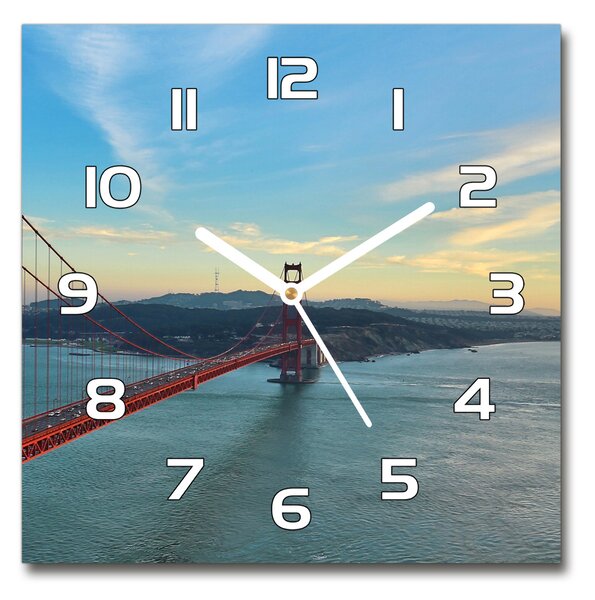 Ceas pătrat de perete din sticlă Podul din San Francisco