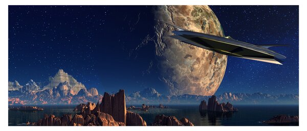Tablou - Vizita extraterestrului (120x50 cm)