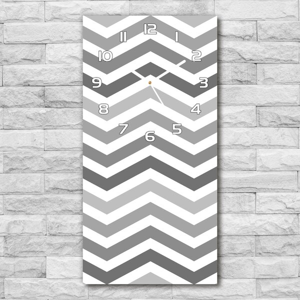 Ceas din sticlă dreptunghiular vertical zigzaguri gri