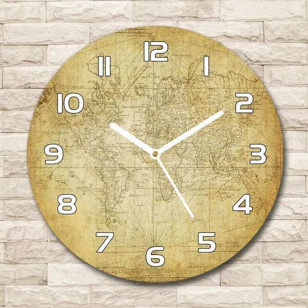 Ceas din sticlă rotund harta lumii vechi