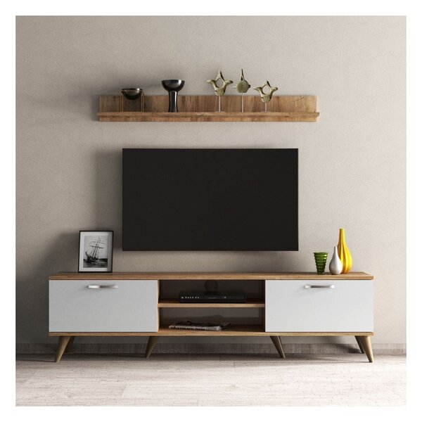 Mobilier living TVU0103, alb/stejar, PAL melaminat, 2 piese