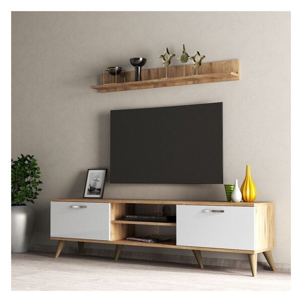 Mobilier living TVU0103, alb/stejar, PAL melaminat, 2 piese