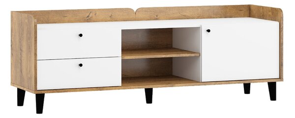 Comodă TV Gilroy 126Stejar vișiniu, Alb lucios, 16x6x5cm