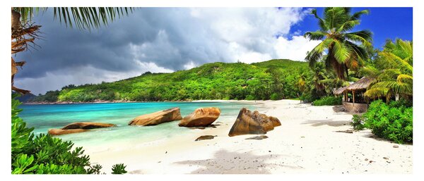 Tablou - Seychelles, plaja Takamaka (120x50 cm)