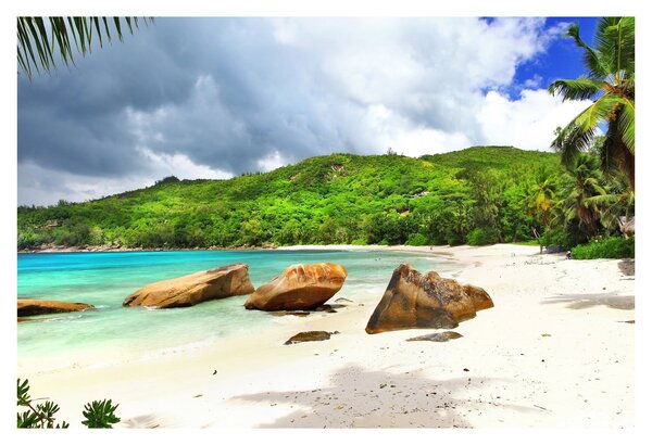 Tablou - Seychelles, plaja Takamaka (90x60 cm)