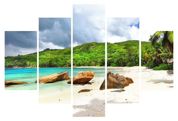 Tablou - Seychelles, plaja Takamaka (150x105 cm)