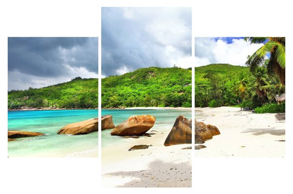 Tablou - Seychelles, plaja Takamaka (90x60 cm)