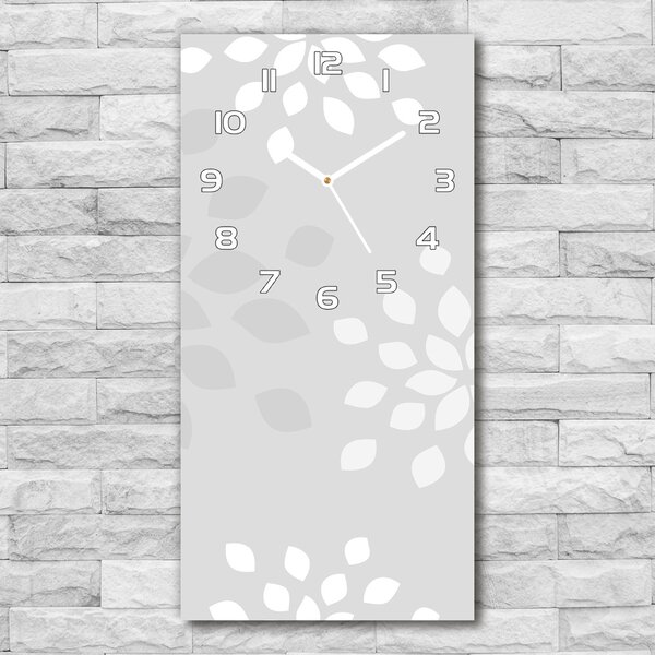 Ceas vertical de perete din sticlă model floral