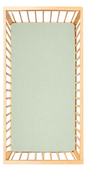 Cearceaf din muselina bumbac 100% cu elastic roata 120x60 cm Kidizi Mint