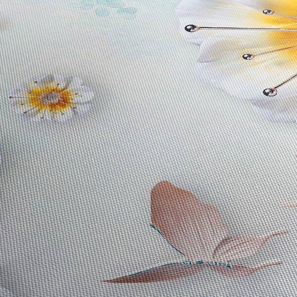 Tablou - Copoziția flori și fluturi (120x50 cm)