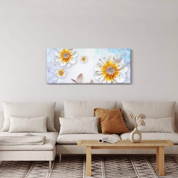 Tablou - Copoziția flori și fluturi (120x50 cm)