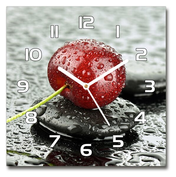 Ceas de sticlă pe perete pătrat Cherry în ploaie