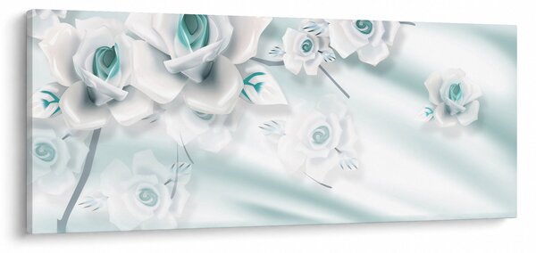 Tablou - Flori de trandafir turcoaz (120x50 cm)