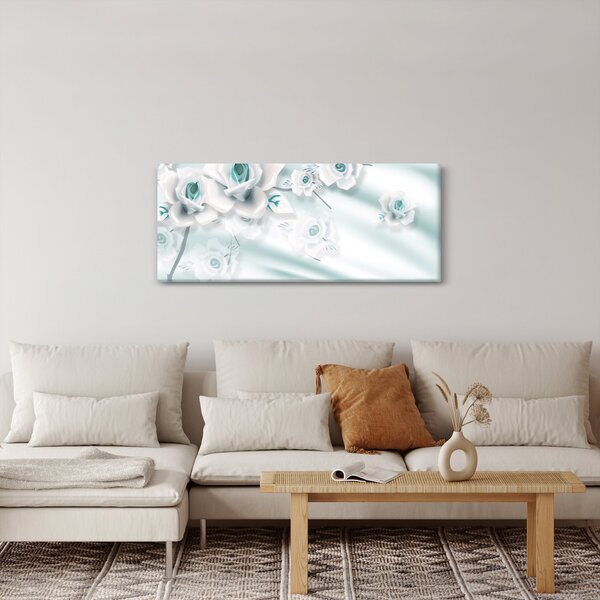 Tablou - Flori de trandafir turcoaz (120x50 cm)