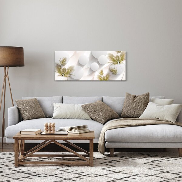 Tablou - 3D cercuri cu flori (120x50 cm)