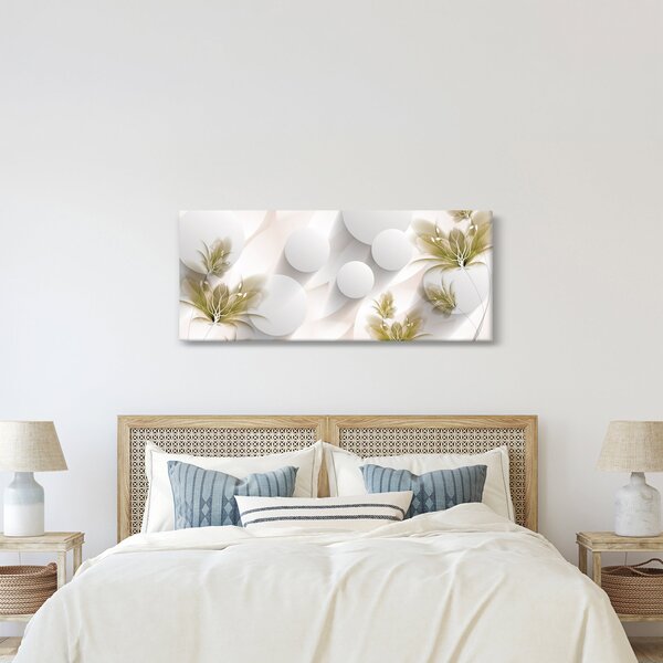 Tablou - 3D cercuri cu flori (120x50 cm)