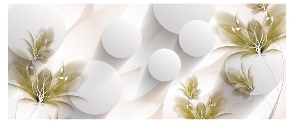 Tablou - 3D cercuri cu flori (120x50 cm)