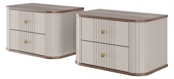 Set noptiere Vesper 56 cm de perete - cașmir / nuc / mânere aurii