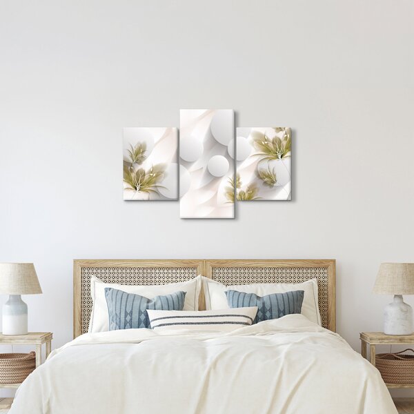 Tablou - 3D cercuri cu flori (90x60 cm)