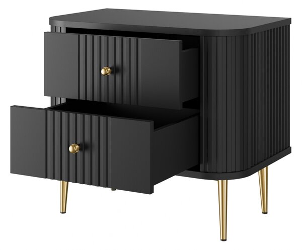 Set noptiere Vesper 56 cm - negru / picioare aurii