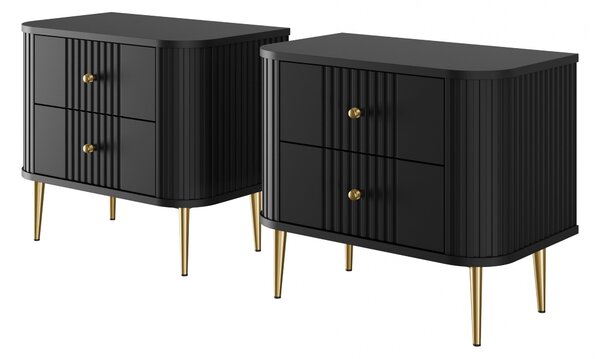 Set noptiere Vesper 56 cm - negru / picioare aurii