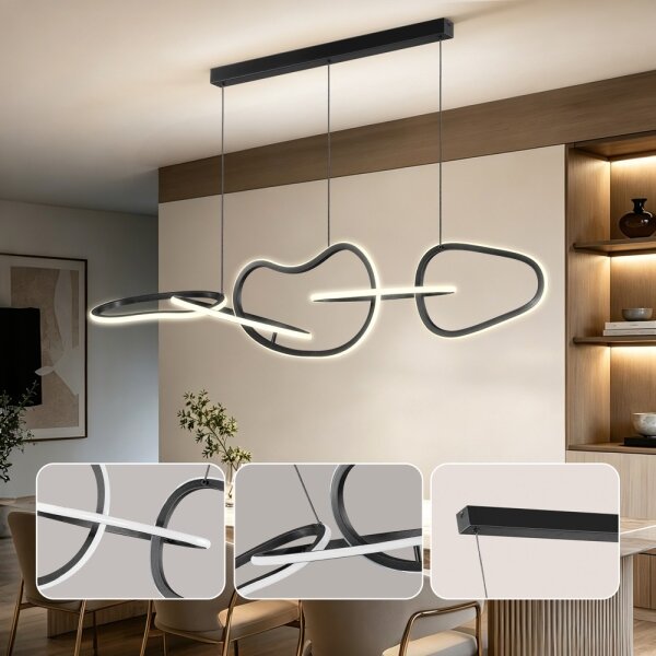 BRILAGI - Lustră LED reglabilă pe cablu SIGNATURE LED/80W/230V 120x25 cm neagră + telecomandă