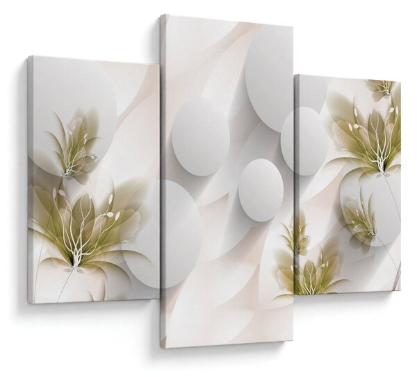 Tablou - 3D cercuri cu flori (90x60 cm)