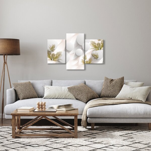 Tablou - 3D cercuri cu flori (90x60 cm)