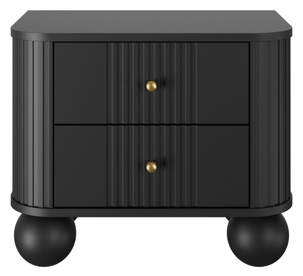 Set noptiere Vesper 56 cm - negru / mânere aurii picioare rotunde