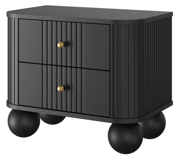Set noptiere Vesper 56 cm - negru / mânere aurii picioare rotunde
