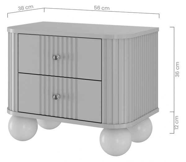 Set noptiere Vesper 56 cm - negru / mânere aurii picioare rotunde